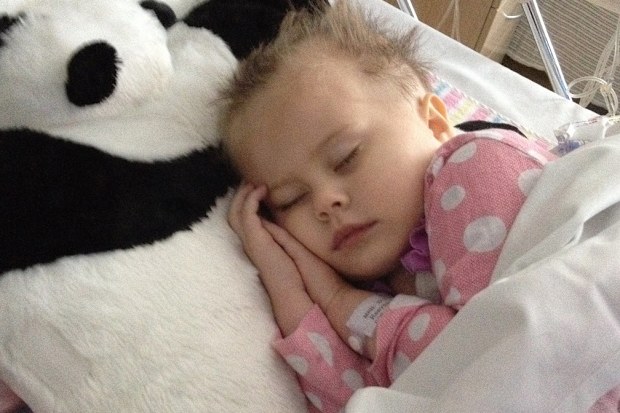Jade asleep in hospital