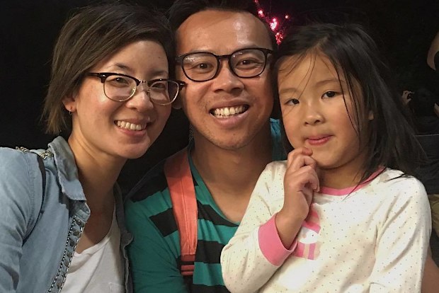Candice with husband Andy and daughter Misia before her diagnosis.