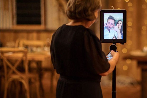 Will Trott talks to his mum at the wedding.