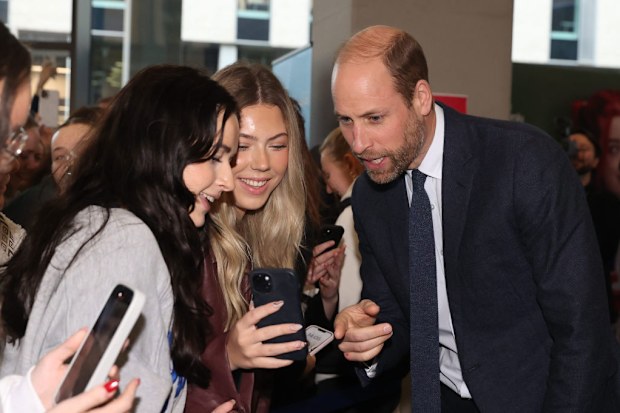 BELFAST, NORTHERN IRELAND - NOVEMBER 14: Prince William, Prince Of Wales records a video message for the friend of a student who missed his visit to Ulster University's Belfast City Campus Centre, to hear about work that is being carried out to solidify Northern Ireland as a global leader of creative excellence and innovation by developing and upskilling the future workforce and expanding technological capabilities on November 14, 2024 in Belfast, Northern Ireland. (Photo by Liam McBurney - Pool