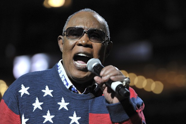 FILE - Rock and Roll Hall of fame inductee Sam Moore, half of the soul duo Sam & Dave, performs during halftime at an NBA basketball game as part of the Memphis Grizzlies 13th annual MLK Jr. Celebration Day on Jan. 19, 2015, in Memphis, Tenn. (AP Photo/Brandon Dill, File)