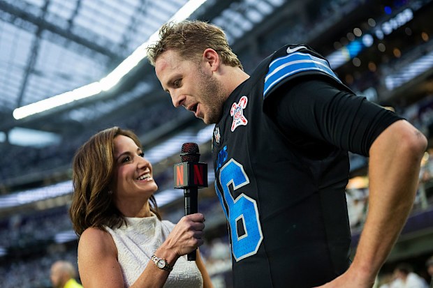 Dianna Russini interviews a player in 2025.