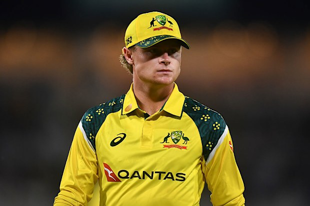 Oliver Peake of Australia looks on during game one.