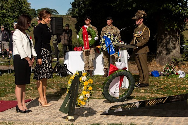 The royal was joined by Mary Ellen Miller,  Australian Ambassador to Denmark, during their joint wreath laying at the official inauguration.