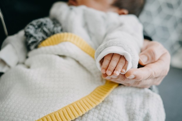Grandmother holding baby