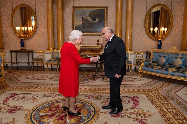 Queen Elizabeth II meets President of Malta George Vella during an audience at Buckingham Palace, London. 