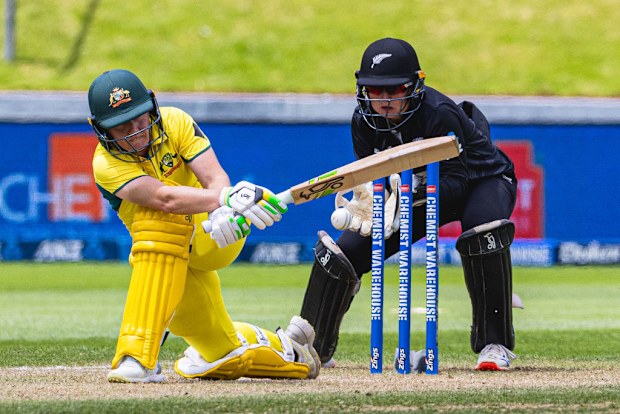 Australia captain Alyssa Healy gets bowled out by Amelia Kerr during the 3rd ODI series test between New Zealand and Australia.