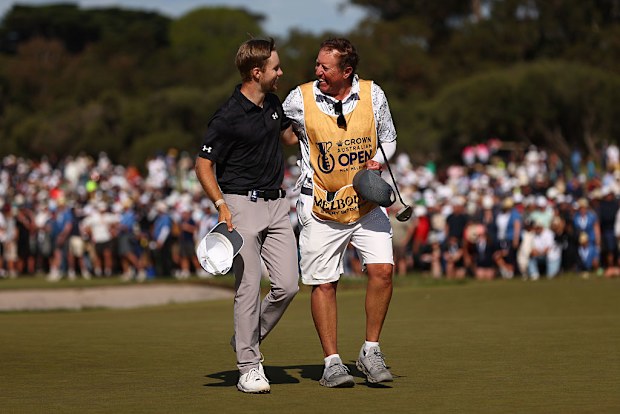 Rasmus Neergaard-Petersen of Denmark celebrates on the 18th green.