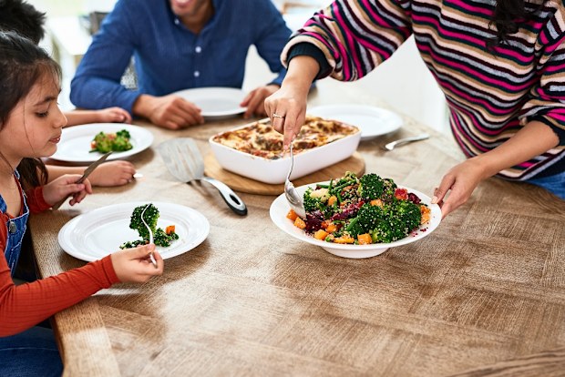 Family eating healthy dinner together