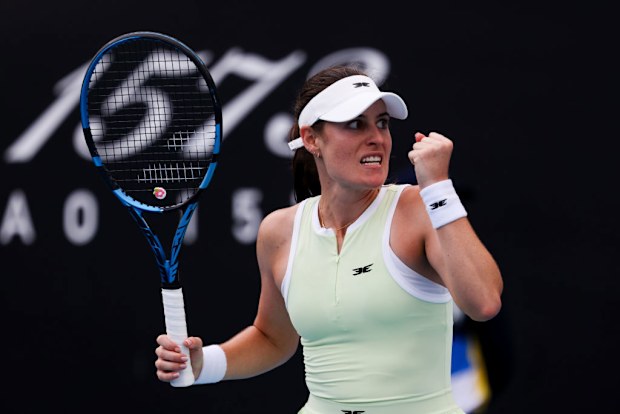 Kimberly Birrell of Australia whilst playing Oksana Selekhmeteva of Russia.