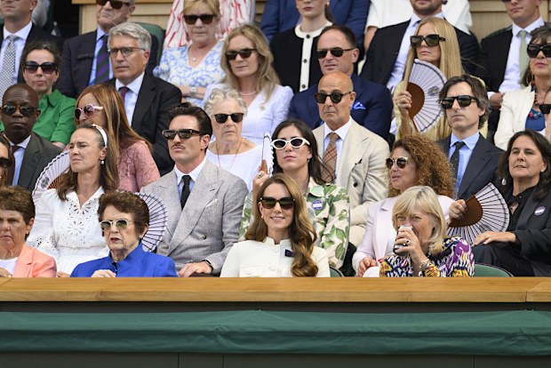 LONDON, UNITED KINGDOM - JULY 12: Catherine, Princess of Wales attends to follow the match between Amanda Anisimova of US and Iga Swiatek of Poland during Championships Wimbledon 2025 Women's final tennis match at All England Lawn Tennis and Croquet Club in London, United Kingdom on July 12, 2025. (Photo by Ray Tang/Anadolu via Getty Images)