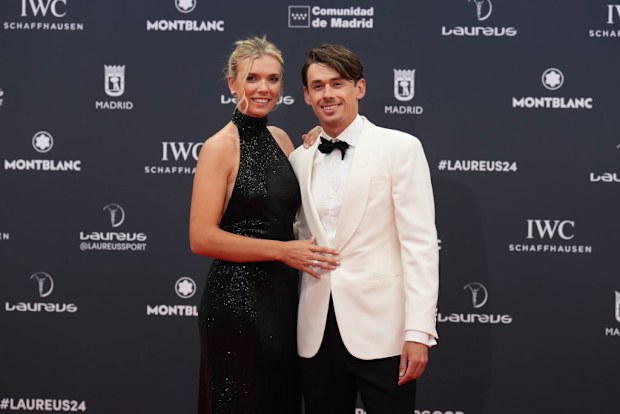 Katie Boulter and Alex de Minaur arrive at the Laureus World Sports Awards.