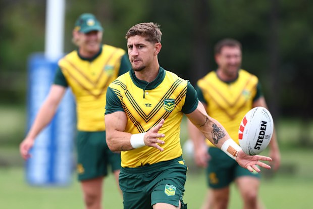 Zac Lomax during an Australia Kangaroos training session.