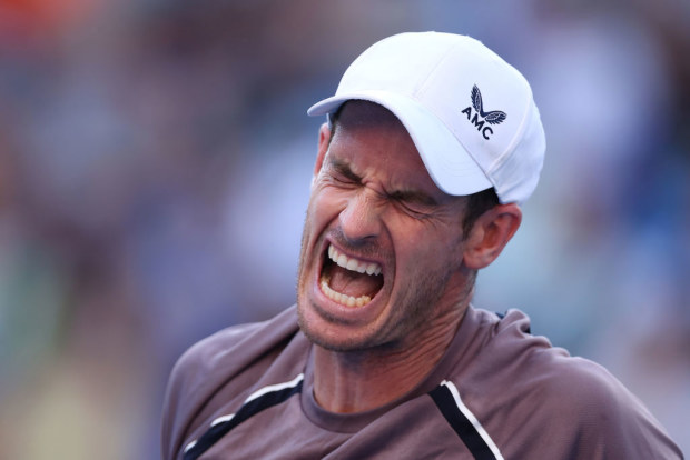 Andy Murray of Great Britain reacts.