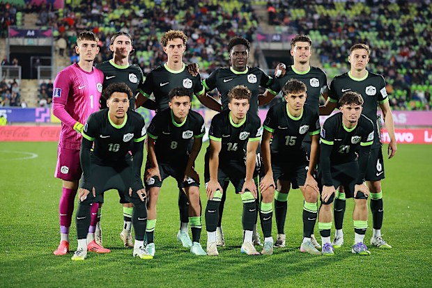 Australia pose for a photo prior to the FIFA U-20 World Cup match in Valparaiso, Chile.