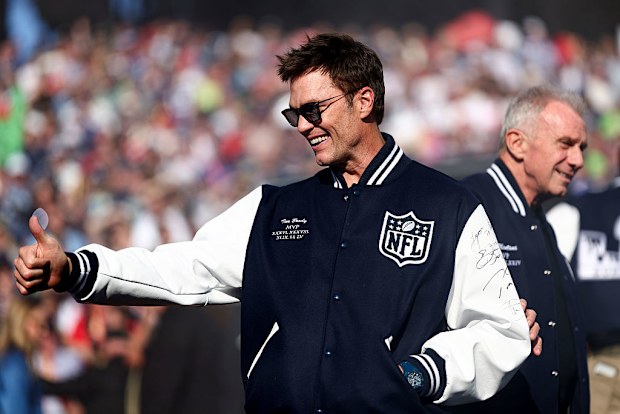 Tom Brady greet fans prior to the NFL Super Bowl LX football game between the Seattle Seahawks and the New England Patriots, at Levi's Stadium on February 8, 2026 in Santa Clara, California.