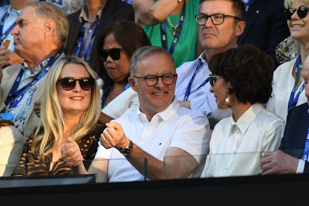 Anthony Albanese looks on during the Men's Singles Final at the Australian Open.