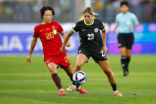 Kyra Cooney-Cross takes control of the ball.