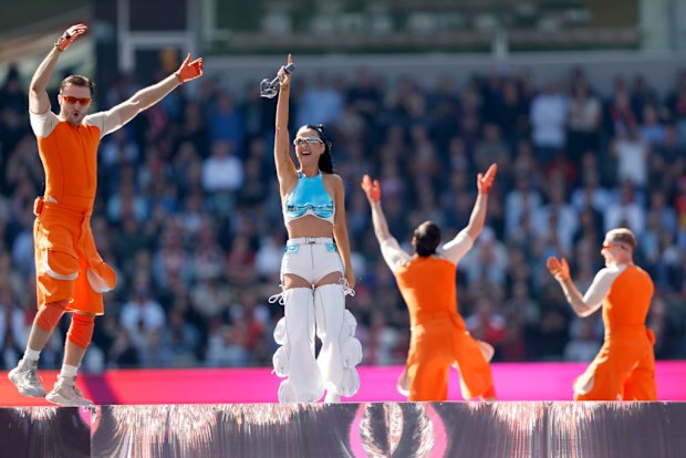 MELBOURNE, AUSTRALIA - SEPTEMBER 28:  Katy Perry performs before the AFL Grand Final match between Sydney Swans and Brisbane Lions at Melbourne Cricket Ground, on September 28, 2024, in Melbourne, Australia. (Photo by Darrian Traynor/AFL Photos/via Getty Images)