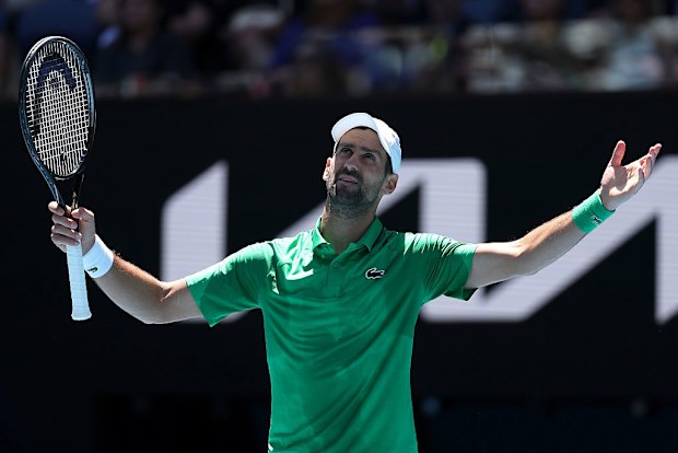 Novak Djokovic of Serbia reacts.