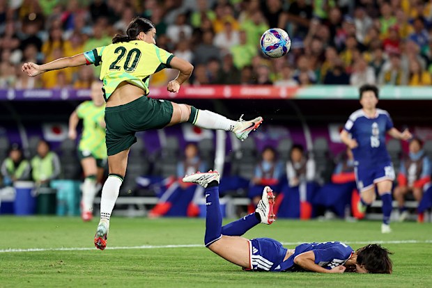 Sam Kerr of the Matildas at Stadium Australia.