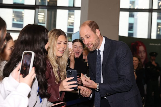 BELFAST, NORTHERN IRELAND - NOVEMBER 14: Prince William, Prince Of Wales records a video message for the friend of a student who missed his visit to Ulster University's Belfast City Campus Centre, to hear about work that is being carried out to solidify Northern Ireland as a global leader of creative excellence and innovation by developing and upskilling the future workforce and expanding technological capabilities on November 14, 2024 in Belfast, Northern Ireland. (Photo by Liam McBurney - Pool