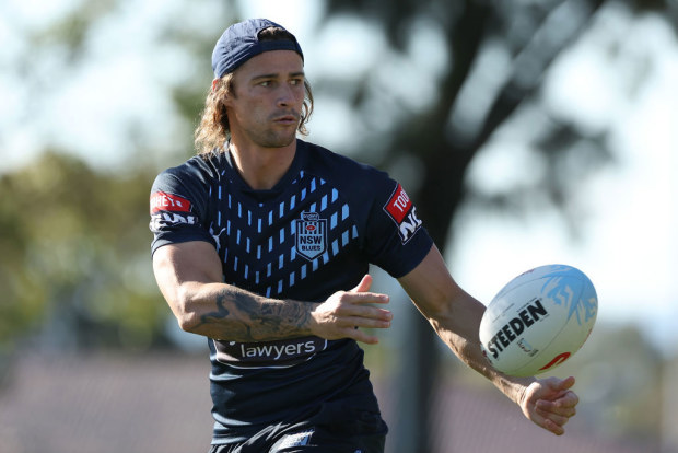 Nicho Hynes in action during a New South Wales Blues State of Origin training session last year. 