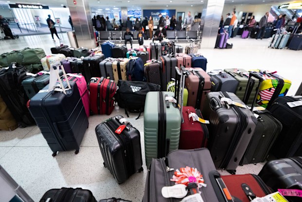 Lost luggage at an airport