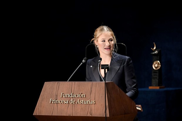 OVIEDO, SPAIN - OCTOBER 25: Crown Princess Leonor of Spain attends the "Princesa De Asturias" Awards 2024 at Teatro Campoamor on October 25, 2024 in Oviedo, Spain. (Photo by Carlos Alvarez/Getty Images)