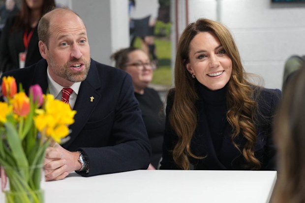 CARDIFF, UNITED KINGDOM - MARCH 15: Britain's Prince William, Prince of Wales, Patron of the Welsh Rugby Union (WRU), and Catherine, Princess of Wales, Patron of the Rugby Football Union (RFU), meet injured players who are supported by the Welsh Rugby Charitable Trust as they attend the Six Nations match between Wales and England at the Principality Stadium on March 15, 2025 in Cardiff, Wales.  (Photo by Alastair Grant-WPA Pool/Getty Images)