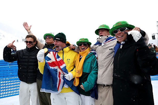 Gold medalist Cooper Woods of Team Australia celebrates with his family.