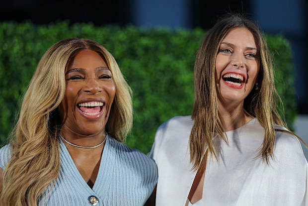 Serena Williams and Maria Sharapova during the International Tennis Hall of Fame induction ceremony August 23, 2025. 
