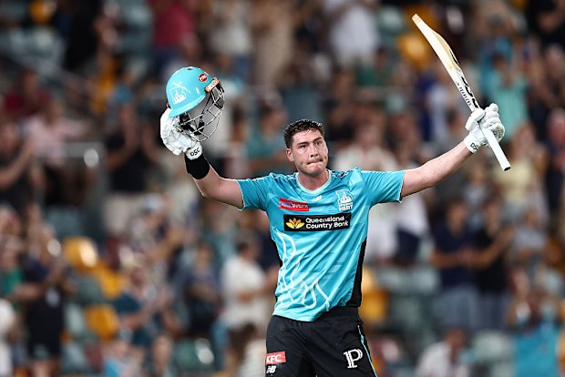 Matthew Renshaw of the Heat is dismissed on 102 runs.