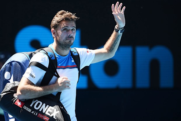 Stan Wawrinka of Switzerland waves to the crowd.