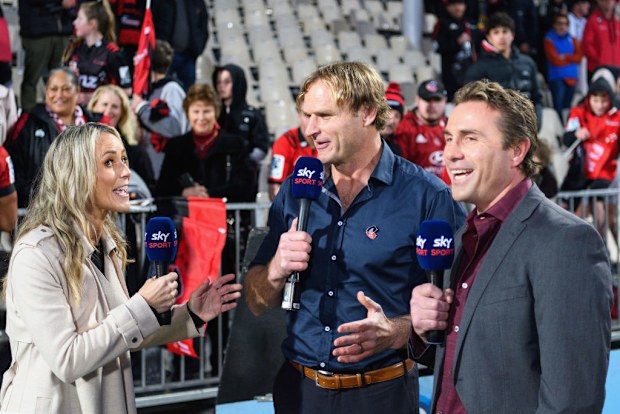Bernadine Oliver-Kerby, Scott Robertson y Justin Marshall en Christchurch.