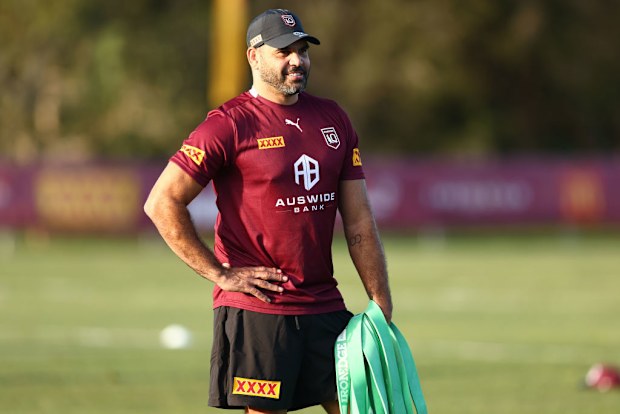 Former Queensland player Greg Inglis during a Queensland Maroons State of Origin training session.