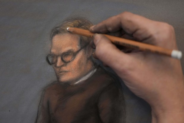 A court sketch of Marius Borg Hoiby 
