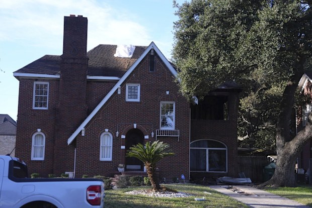 Damage resulting from an overnight fire at a home Beyonce used to live in as a child is shown on Monday, Dec. 25, 2023 in Houston.  