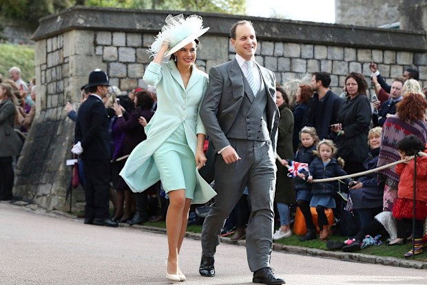 Lady and Lord Frederick Windsor arrive ahead of the wedding of Princess Eugenie to Jack Brooksbank.
