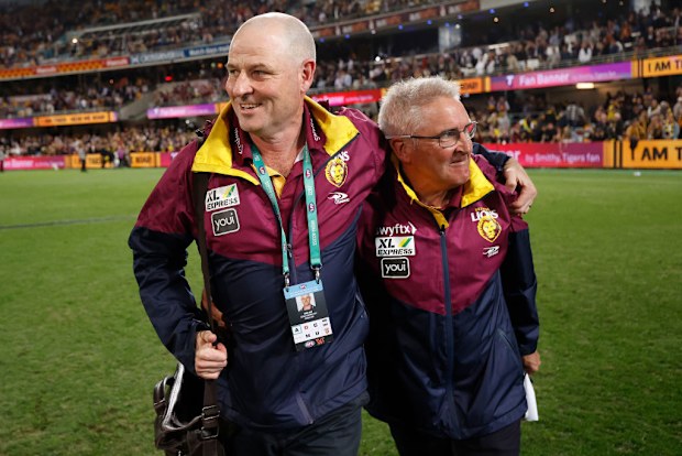 (L-R) Danny Daly and Chris Fagan, senior Coach of the Lions.