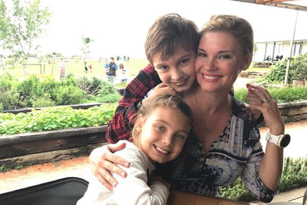 Chloe Maxwell with her son Max and daughter Phoenix.