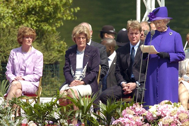 The Queen, Earl Spencer, Lady Sarah Mccorquodale and Lady Jane Fellowes Attends The Unveiling Of The Diana Princess Of Wales Memorial Fountain In London's Hyde Park.
