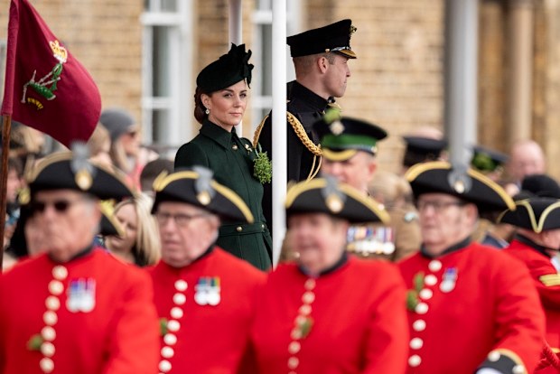 The 1st Battalion Irish Guards St Patrick's Day Parade at Cavalry Barracks on March 17, 2019.