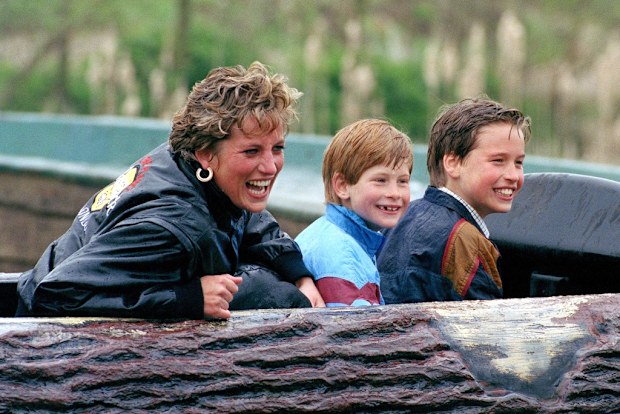 Diana, Princess Of Wales, Prince William And Prince Harry Visit 'Thorpe Park' Amusement Park. 