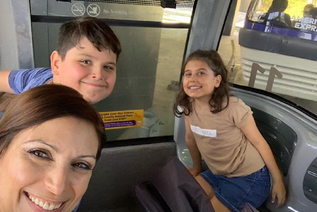 Jo Abi with her children Giovanni, 11, and Caterina, 10.