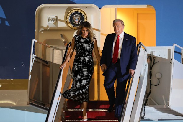 Melania Trump disembarking in Florida.