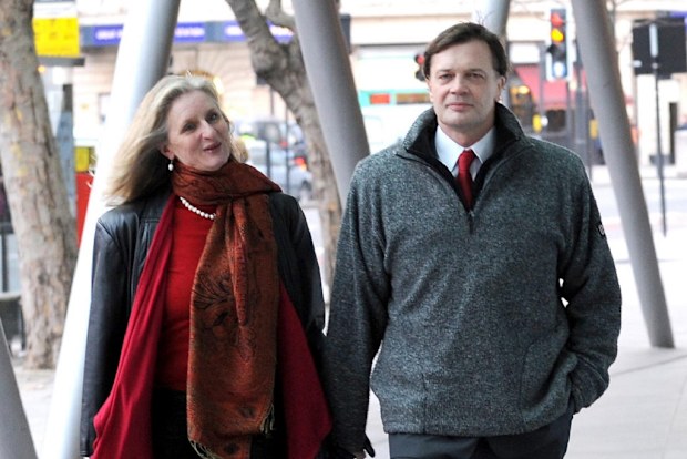 Andrew Wakefield (right) arrives with wife Carmen Wakefield to make a statement at the General Medical Council headquarters in London before their divorce.