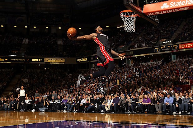 LeBron James soars at Sleep Train Arena.