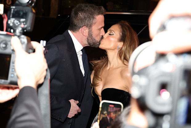HOLLYWOOD, CALIFORNIA - FEBRUARY 13: (L-R) Ben Affleck and Jennifer Lopez attend the Los Angeles premiere of Amazon MGM Studios "This Is Me...Now: A Love Story" at Dolby Theatre on February 13, 2024 in Hollywood, California. (Photo by Monica Schipper/Getty Images)