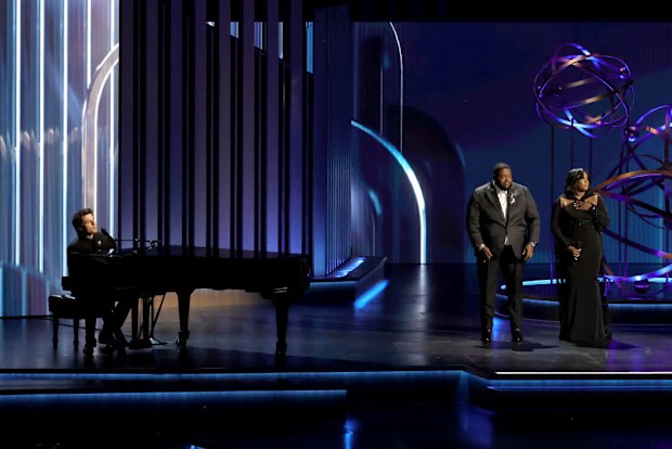 Charlie Puth performs with Michael Trotter Jr. and Tanya Trotter of The War And Treaty onstage during the 75th Primetime Emmy Awards at Peacock Theater on January 15, 2024 in Los Angeles